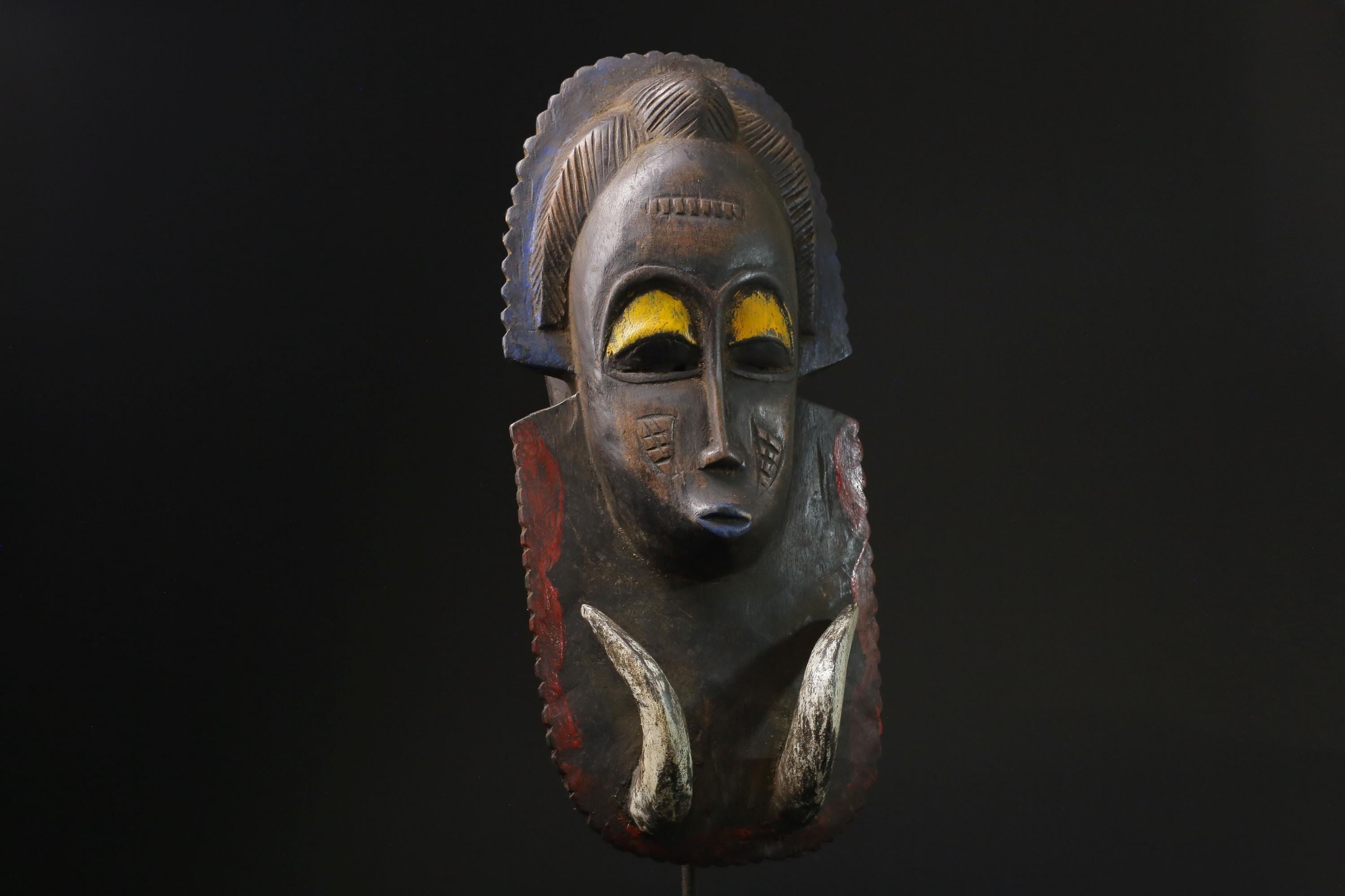 African Mask Baule Wood Mask African Decor tribal Baule Wall Hanging -9779