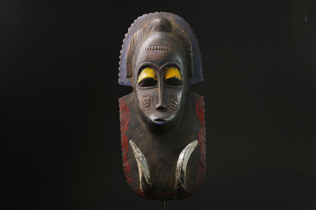 African Mask Baule Wood Mask African Decor tribal Baule Wall Hanging -9779