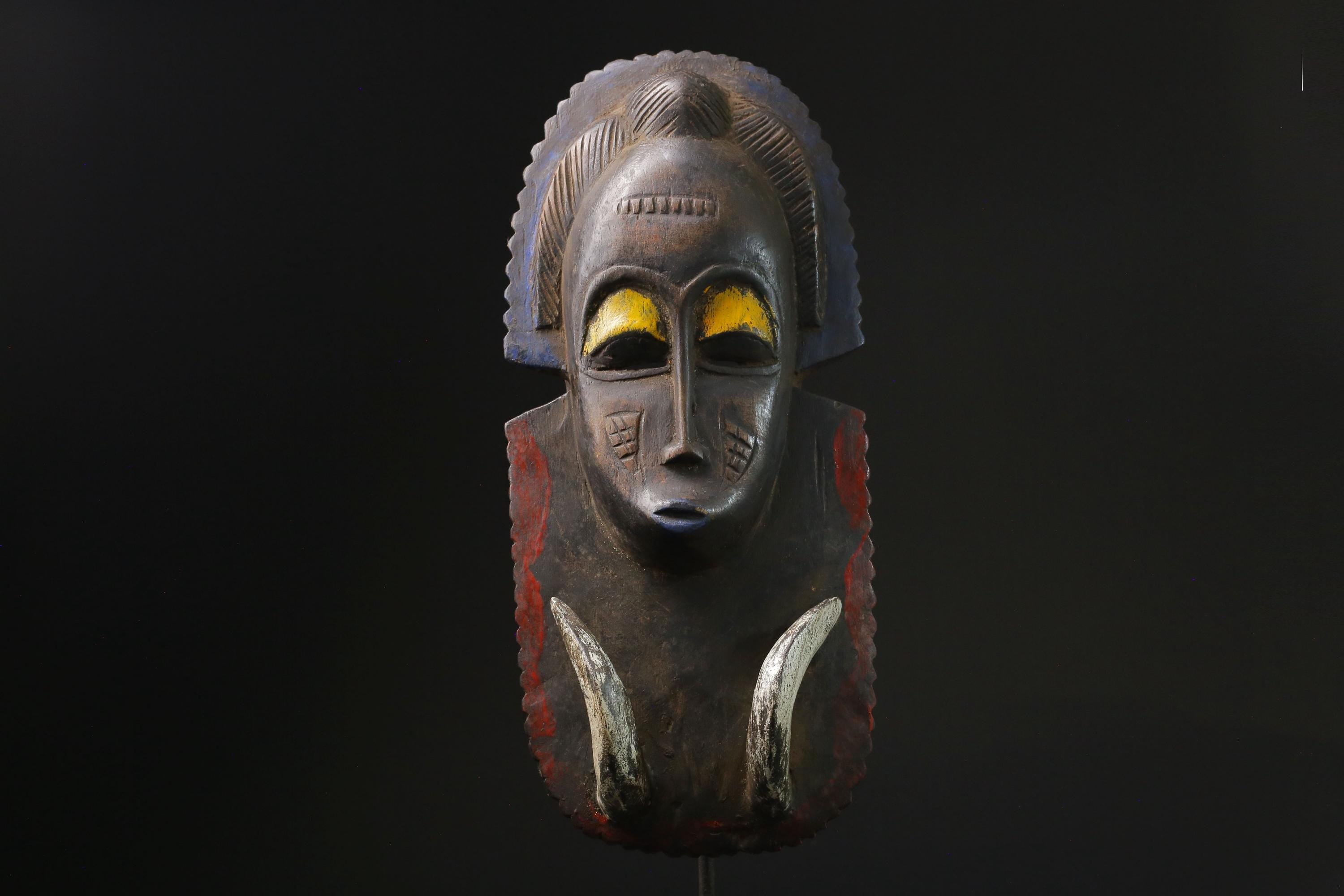 African Mask Baule Wood Mask African Decor tribal Baule Wall Hanging -9779