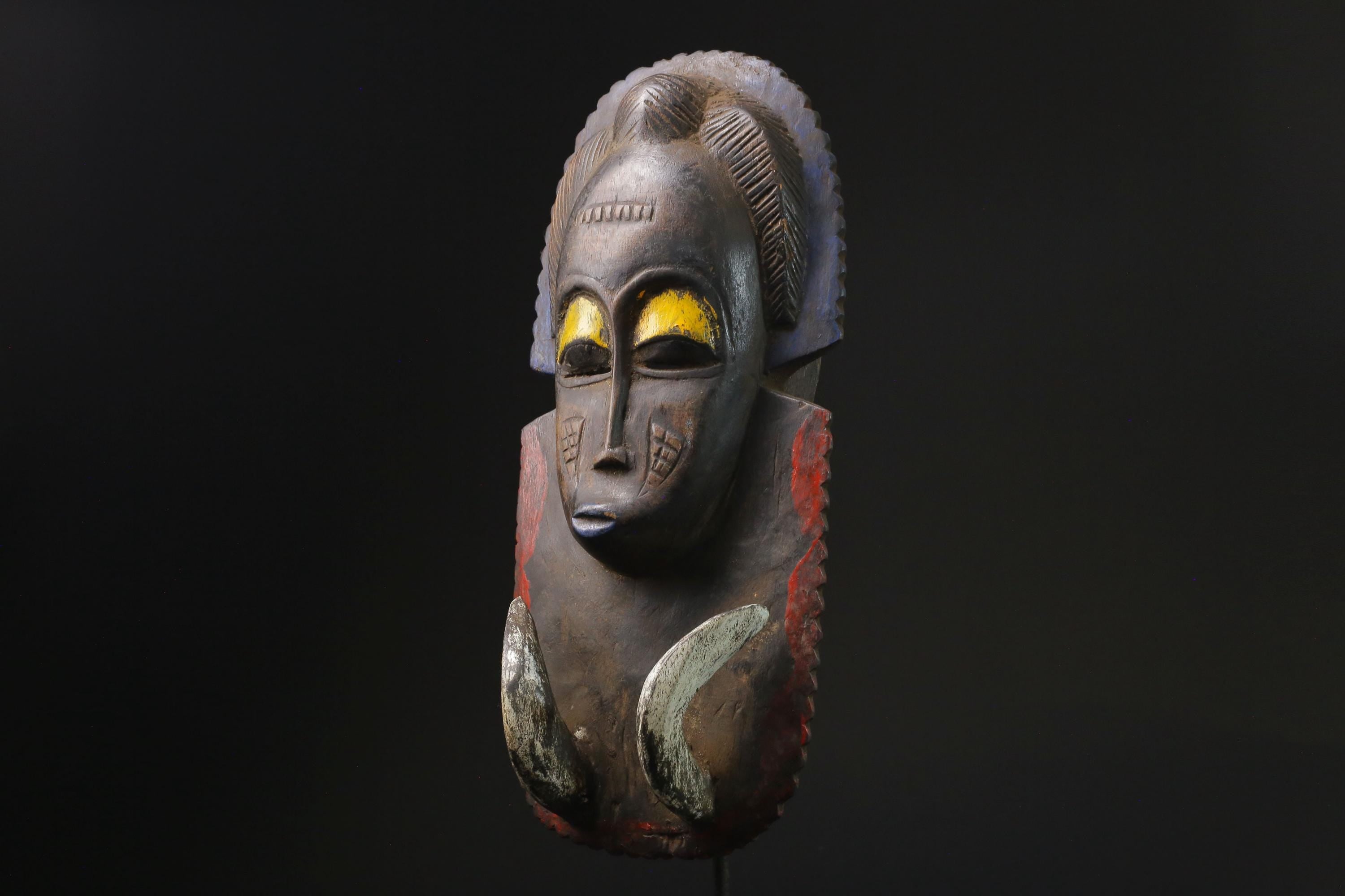 African Mask Baule Wood Mask African Decor tribal Baule Wall Hanging -9779