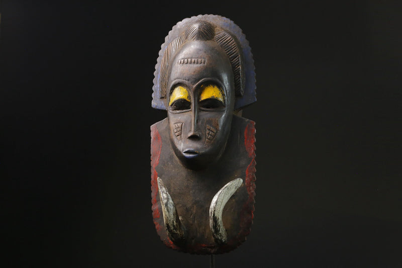 African Mask Baule Wood Mask African Decor tribal Baule Wall Hanging -9779