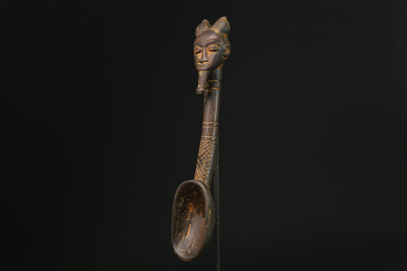 African Tribal Luba Songye Ritual Spoon Central hand carved Home statue-G2338