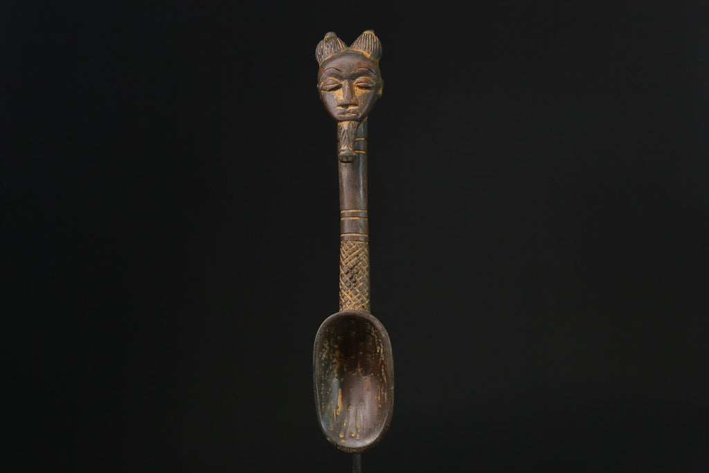 African Tribal Luba Songye Ritual Spoon Central hand carved Home statue-G2338