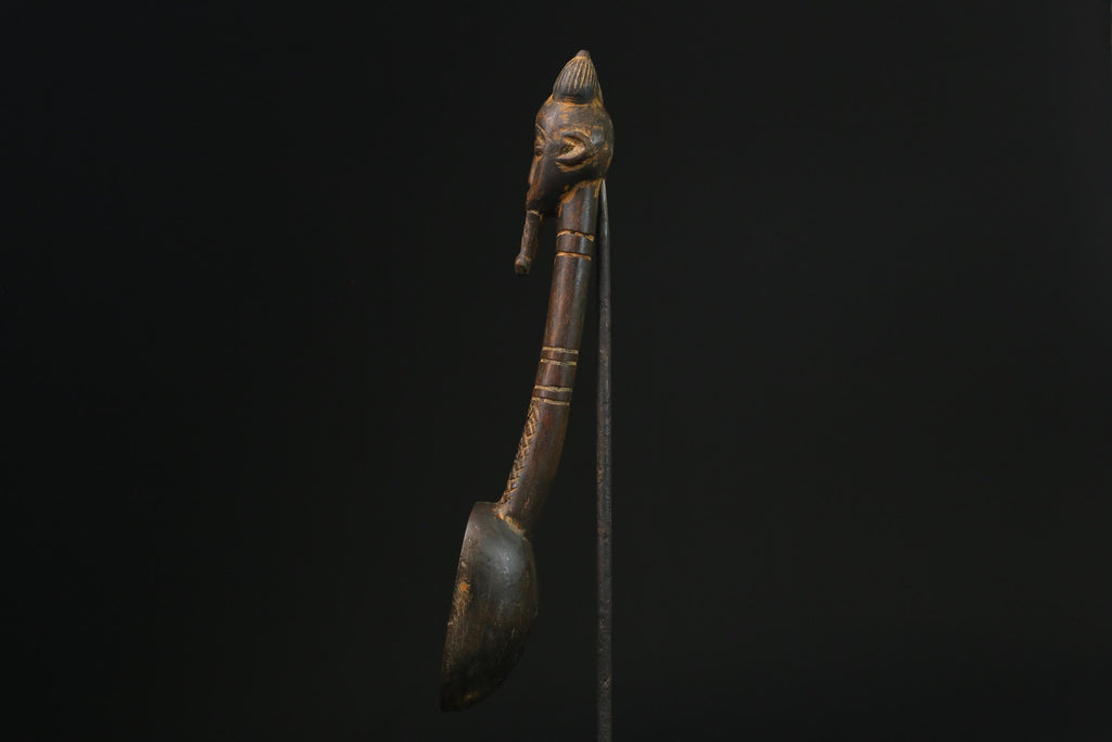 African Tribal Luba Songye Ritual Spoon Central hand carved Home statue-G2338