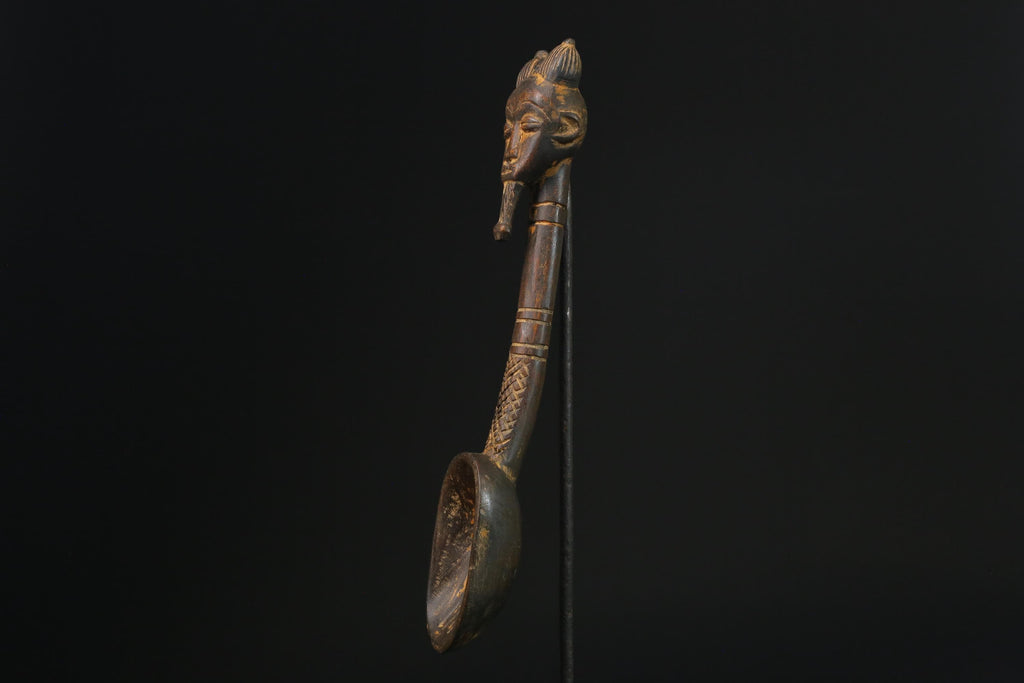 African Tribal Luba Songye Ritual Spoon Central hand carved Home statue-G2338