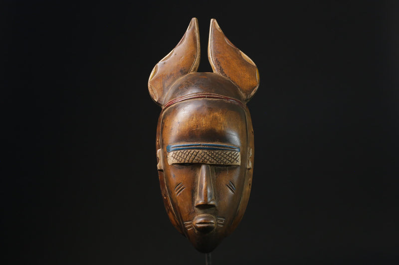 African Face Mask Wood vintage art tribal one piece Home Décor Baule Antiqu-G2342