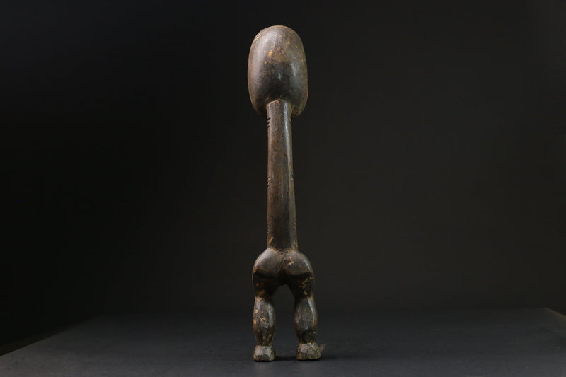 African Tribal Luba Songye Ritual Spoon Central hand carved Home statue-G2345