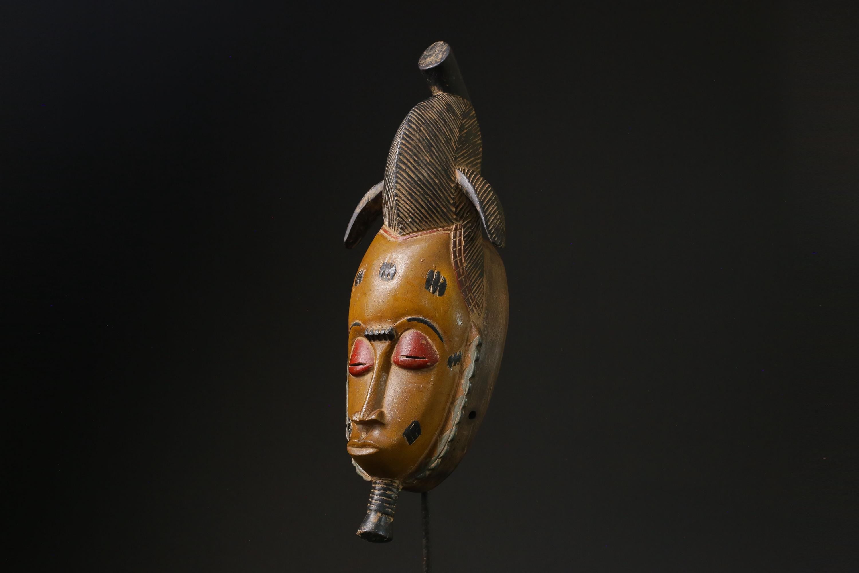 African Art Handcrafted From One Piece Wood Yaure Guro Mask Wall Mask -9788