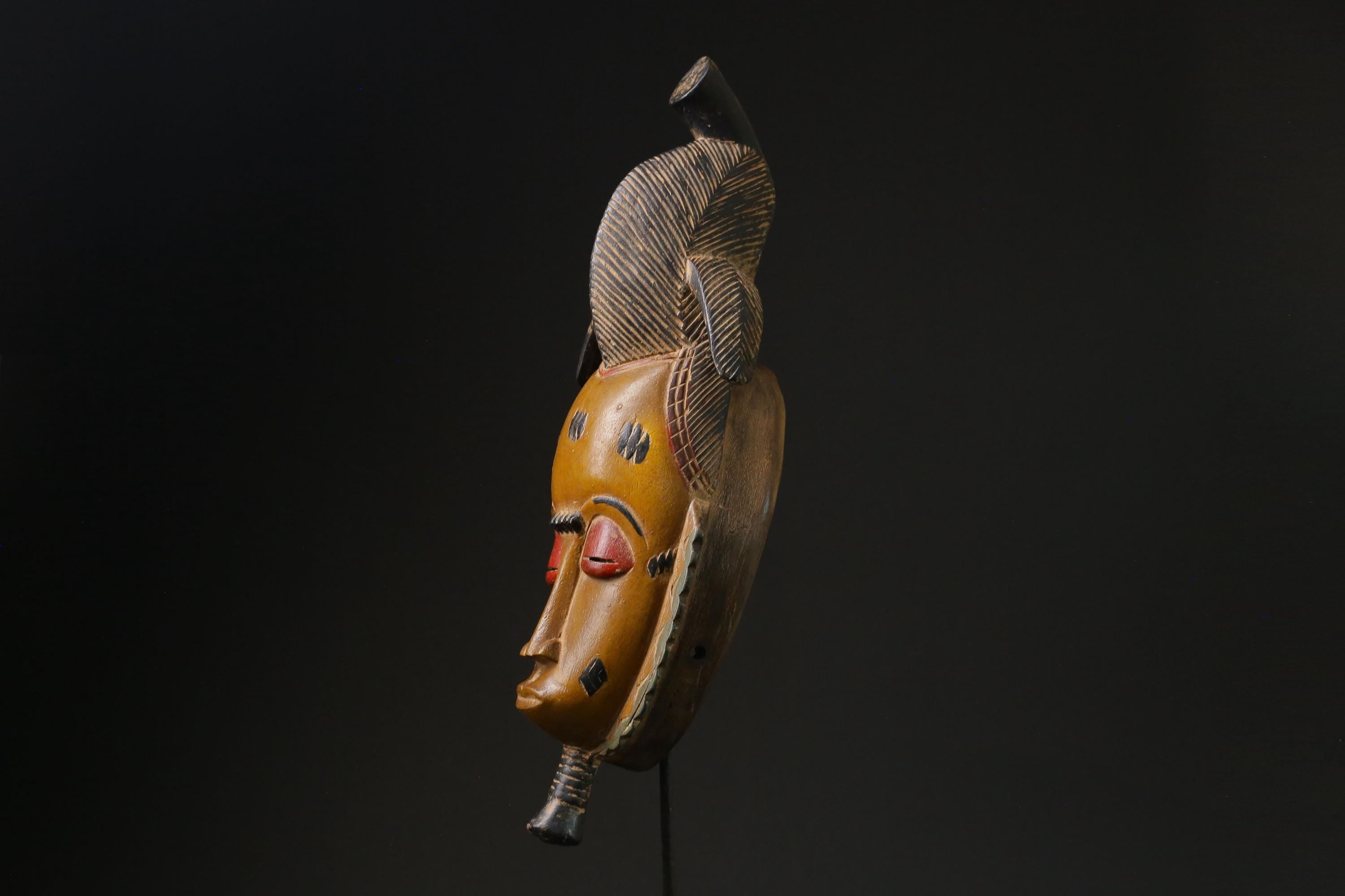 African Art Handcrafted From One Piece Wood Yaure Guro Mask Wall Mask -9788
