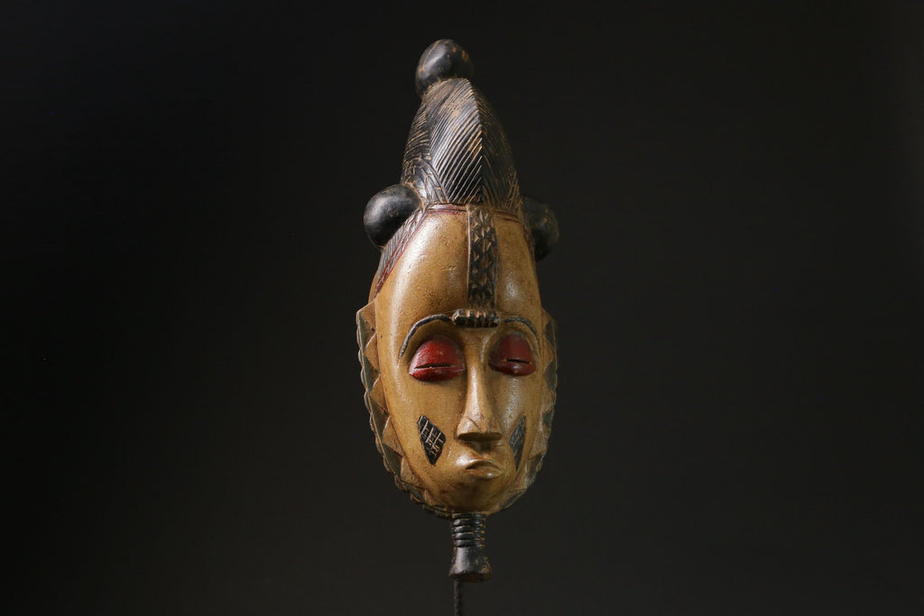 African Mask Antiques Tribal Art Face Vintage Wood Carved Vintage Guro-9796