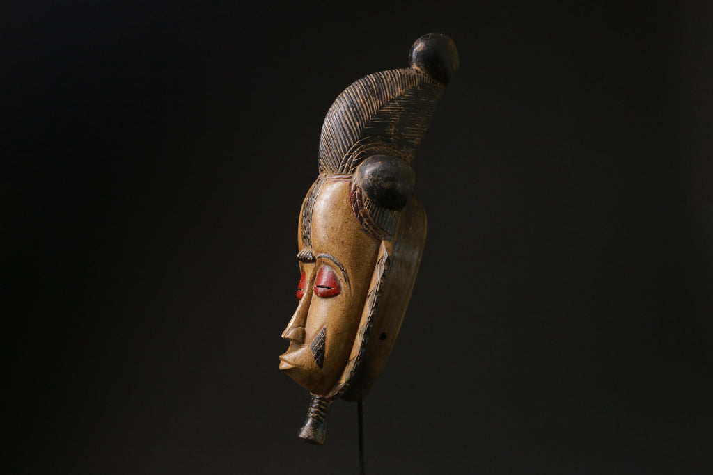 African Mask Antiques Tribal Art Face Vintage Wood Carved Vintage Guro-9796