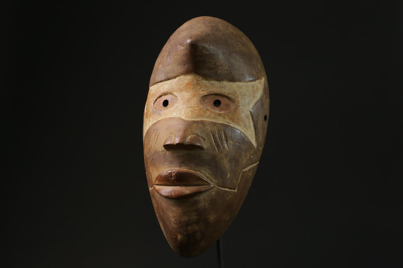 African Mask Tribal Hand Carved Wall Hanging Art Igbo Mask From Nigeria -6958
