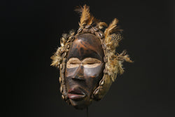 African Face Mask Wood Wall Hanging Pattern Dan hand carved Home Décor-G2359