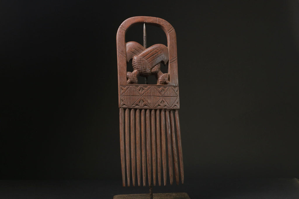 african statue wooden figure West African Comb Wooden African Swahili Carved -G2361