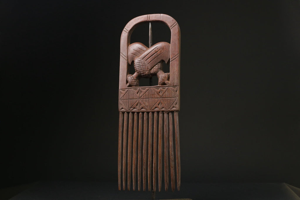 african statue wooden figure West African Comb Wooden African Swahili Carved -G2361