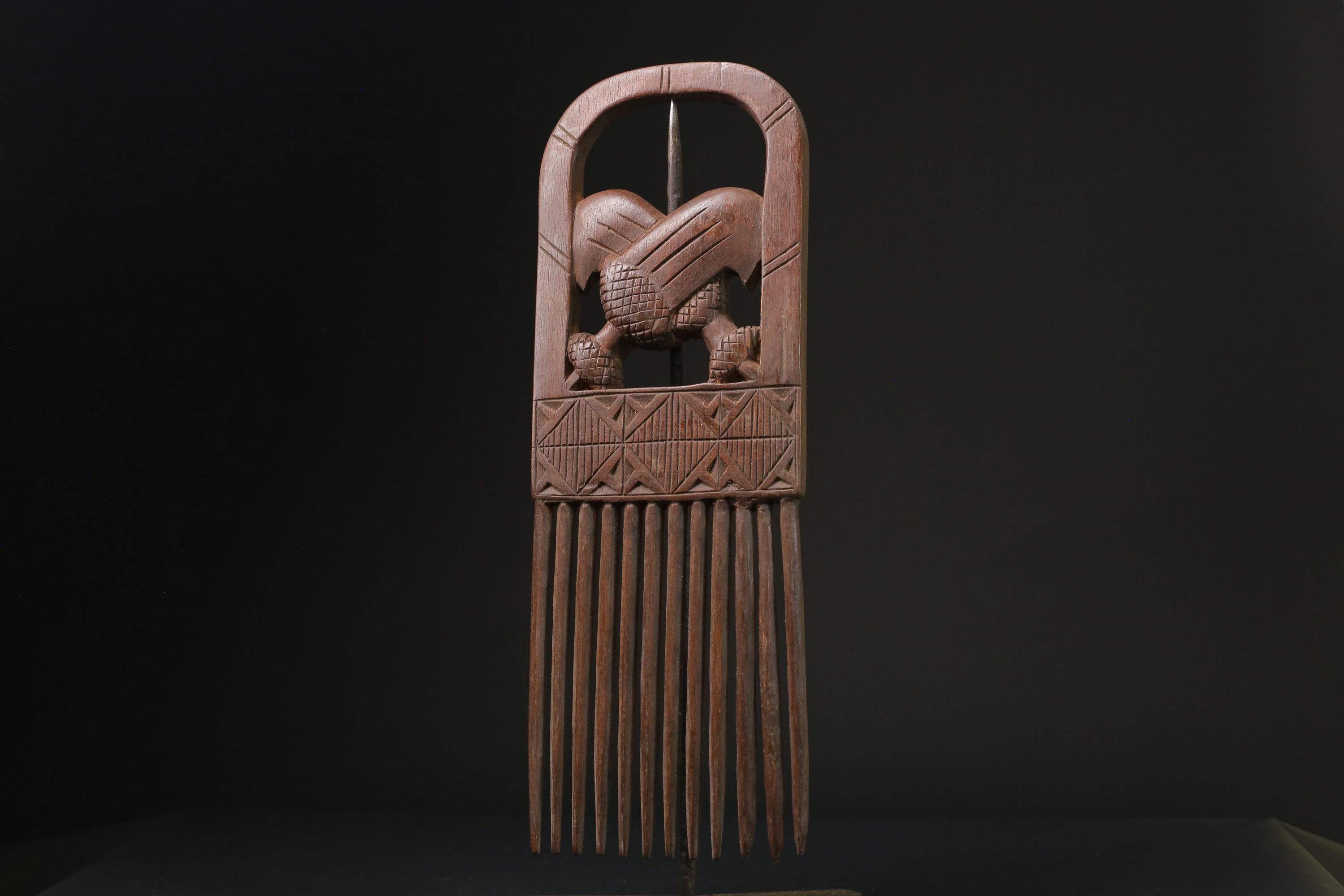 african statue wooden figure West African Comb Wooden African Swahili Carved -G2361