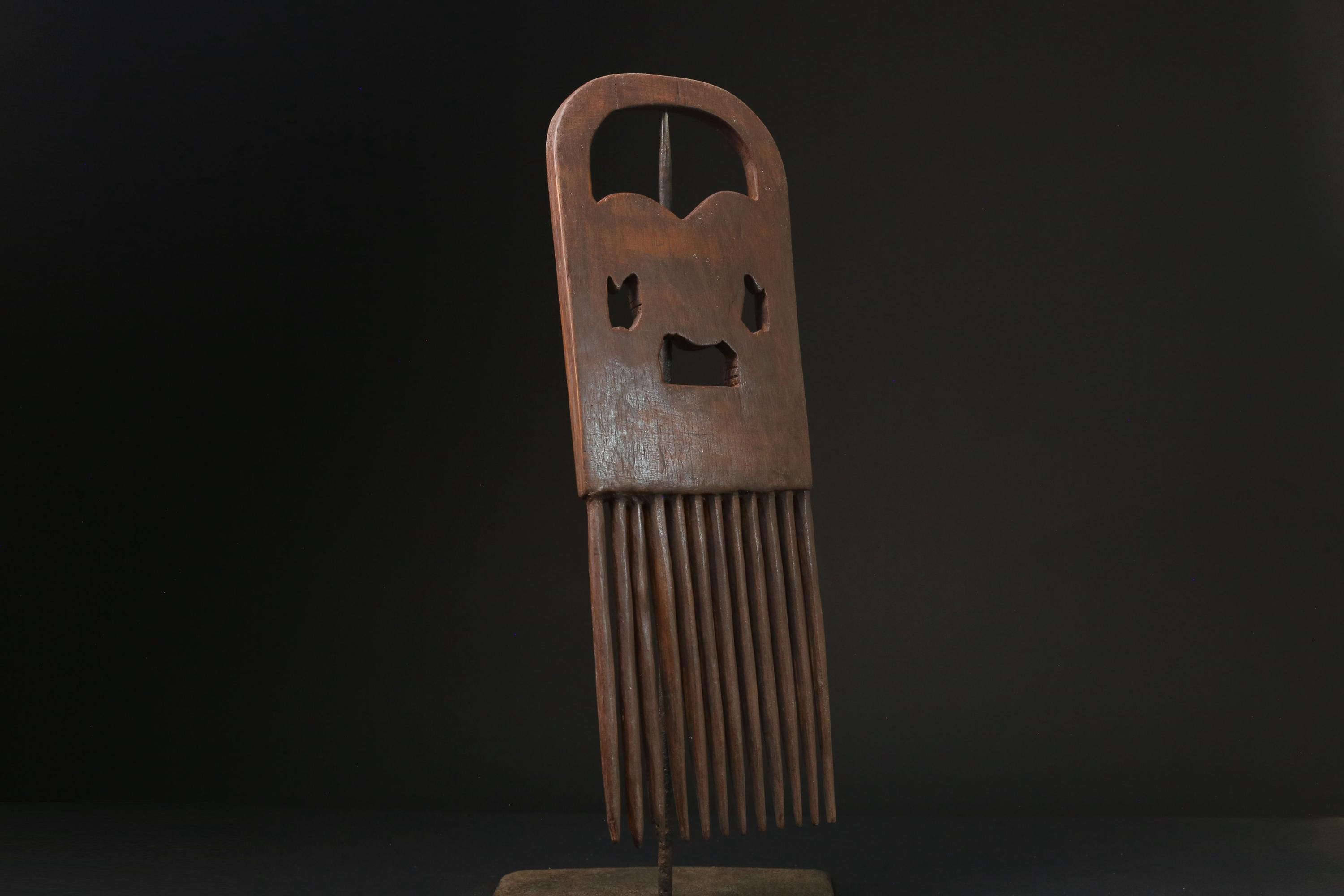 african statue wooden figure West African Comb Wooden African Swahili Carved -G2361