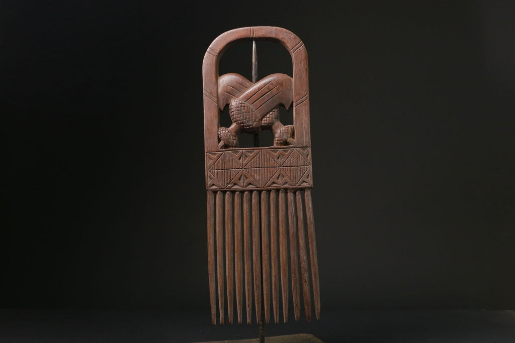african statue wooden figure West African Comb Wooden African Swahili Carved -G2361