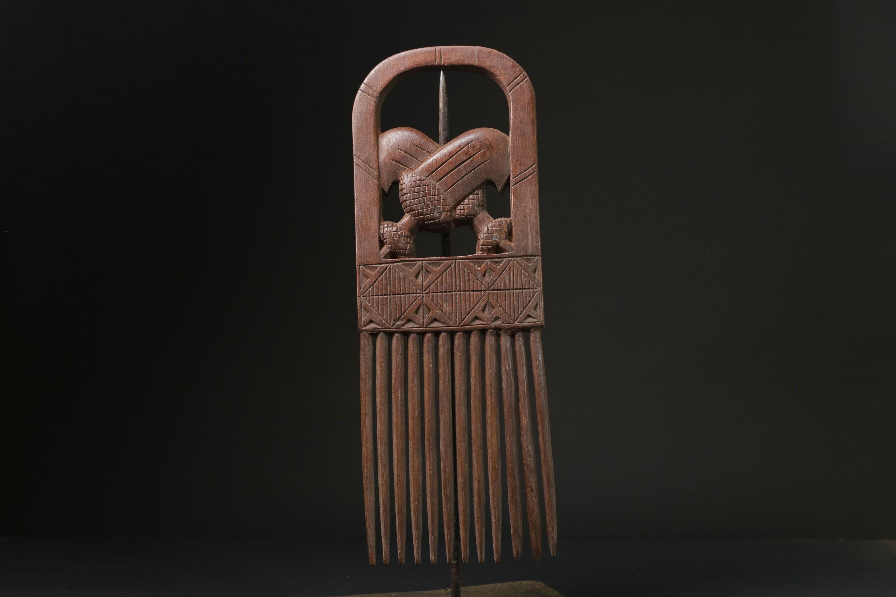 african statue wooden figure West African Comb Wooden African Swahili Carved -G2361