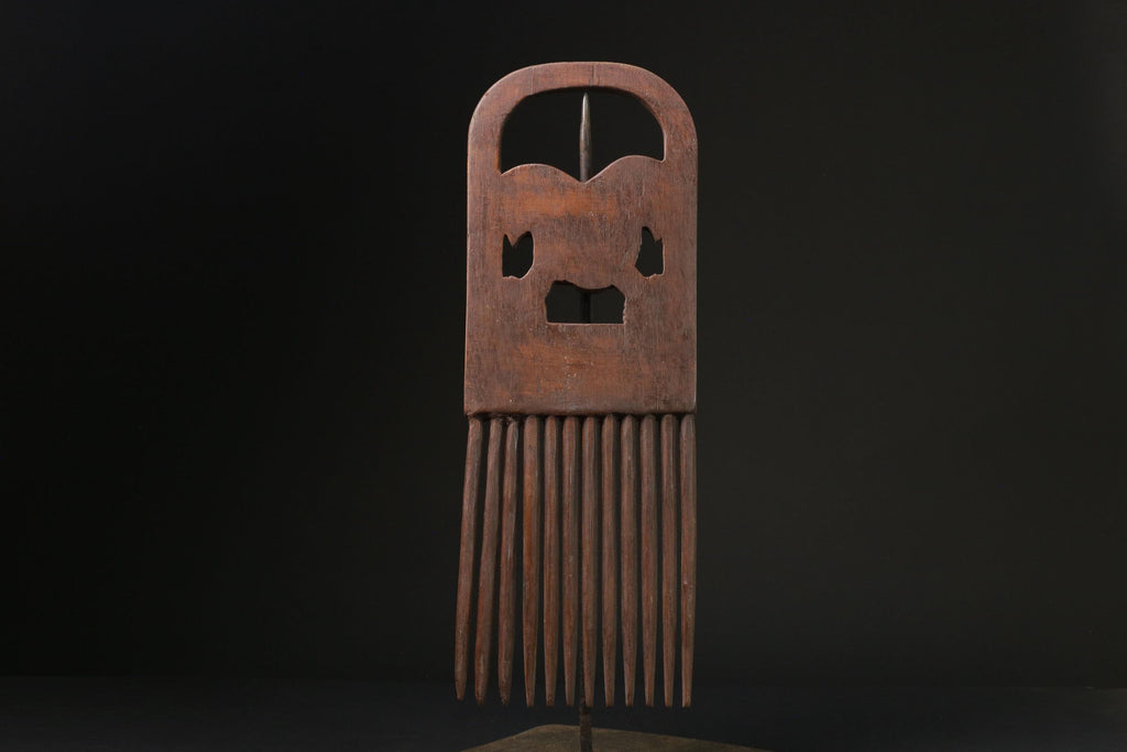 african statue wooden figure West African Comb Wooden African Swahili Carved -G2361