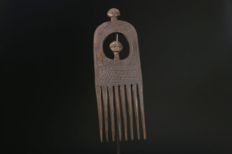 african mask  African real african figure African Tribal Art Wooden Carved Luba comb -G2365