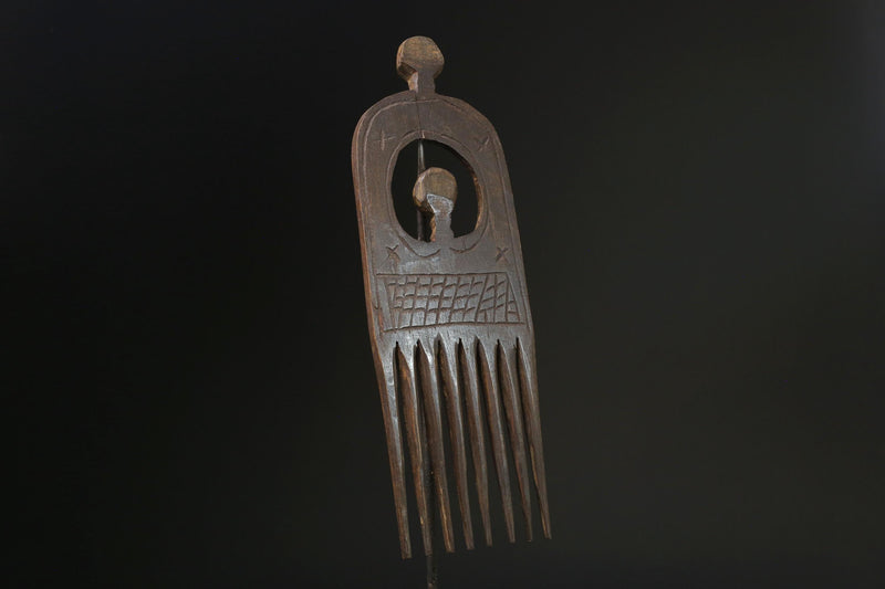 african mask  African real african figure African Tribal Art Wooden Carved Luba comb -G2365
