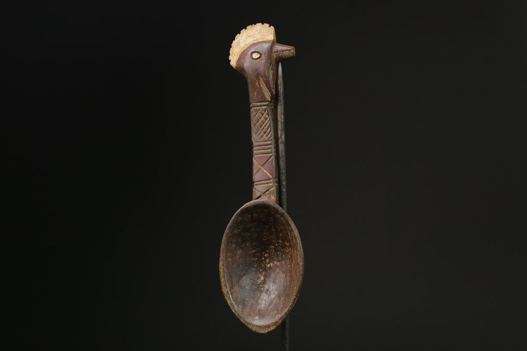 African Tribal Art Wooden Carved Dan Wakemia Spoon African traditional trop-G2366