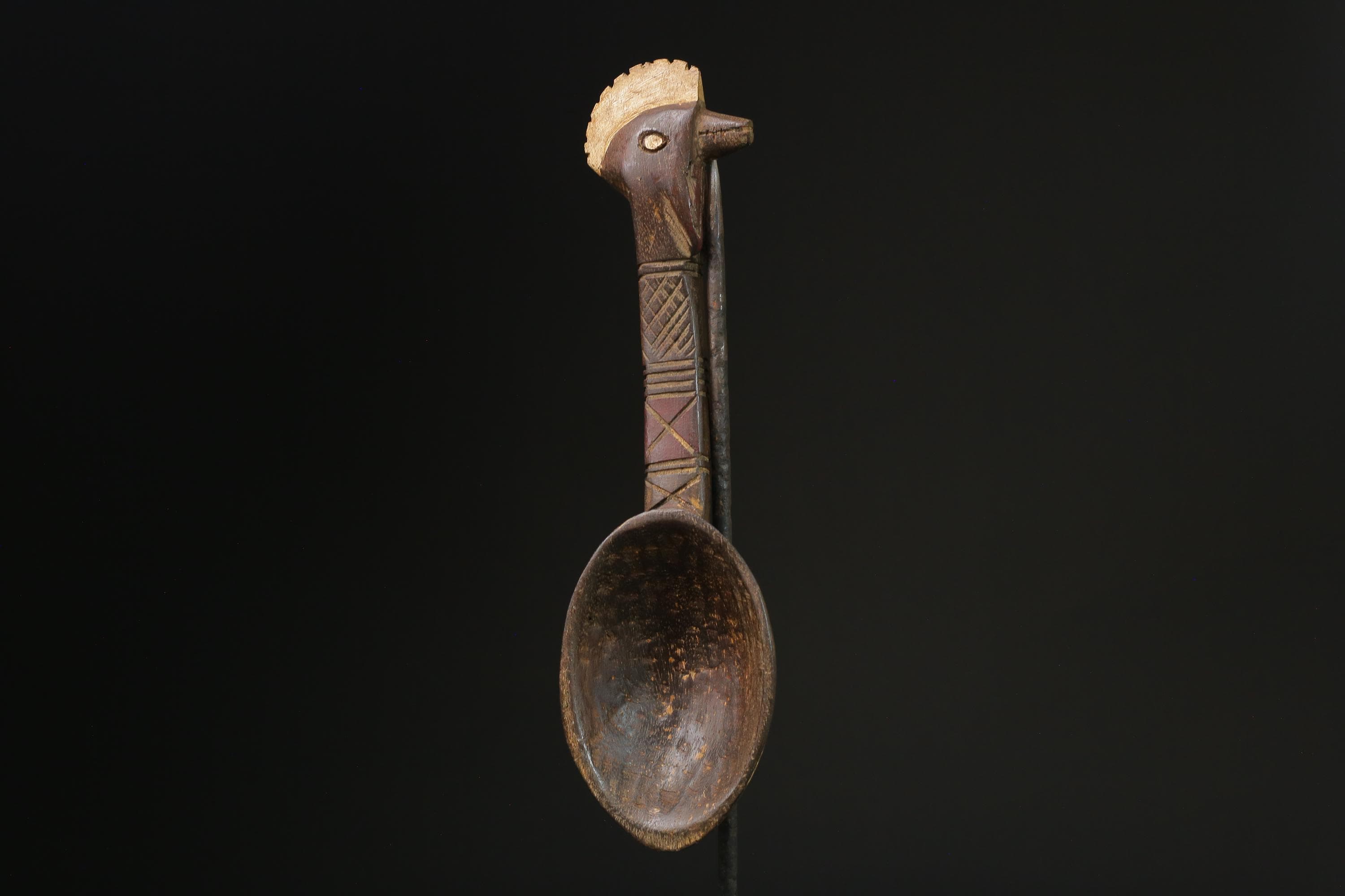 African Tribal Art Wooden Carved Dan Wakemia Spoon African traditional trop-G2366