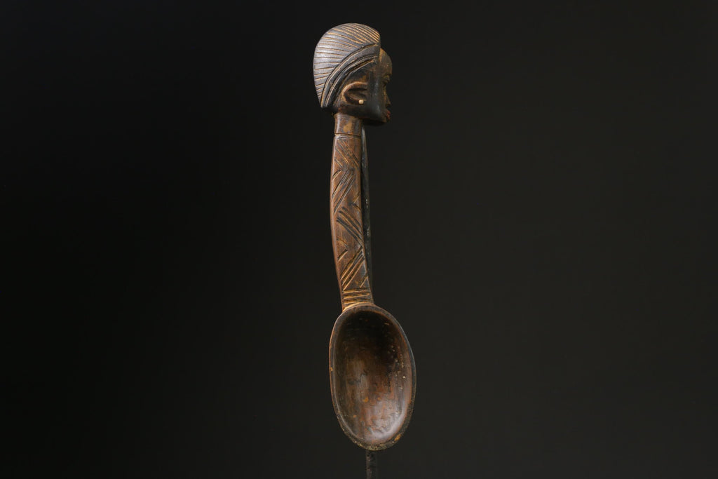 African Wooden figurine tribal Dan Wakemia Spoon Trophy wall mask -G2370