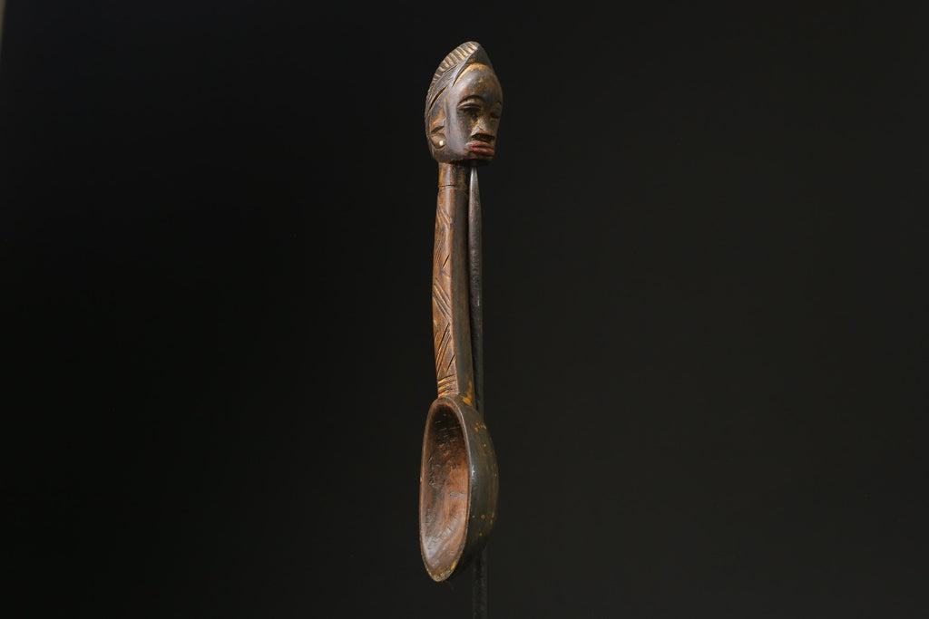 African Wooden figurine tribal Dan Wakemia Spoon Trophy wall mask -G2370