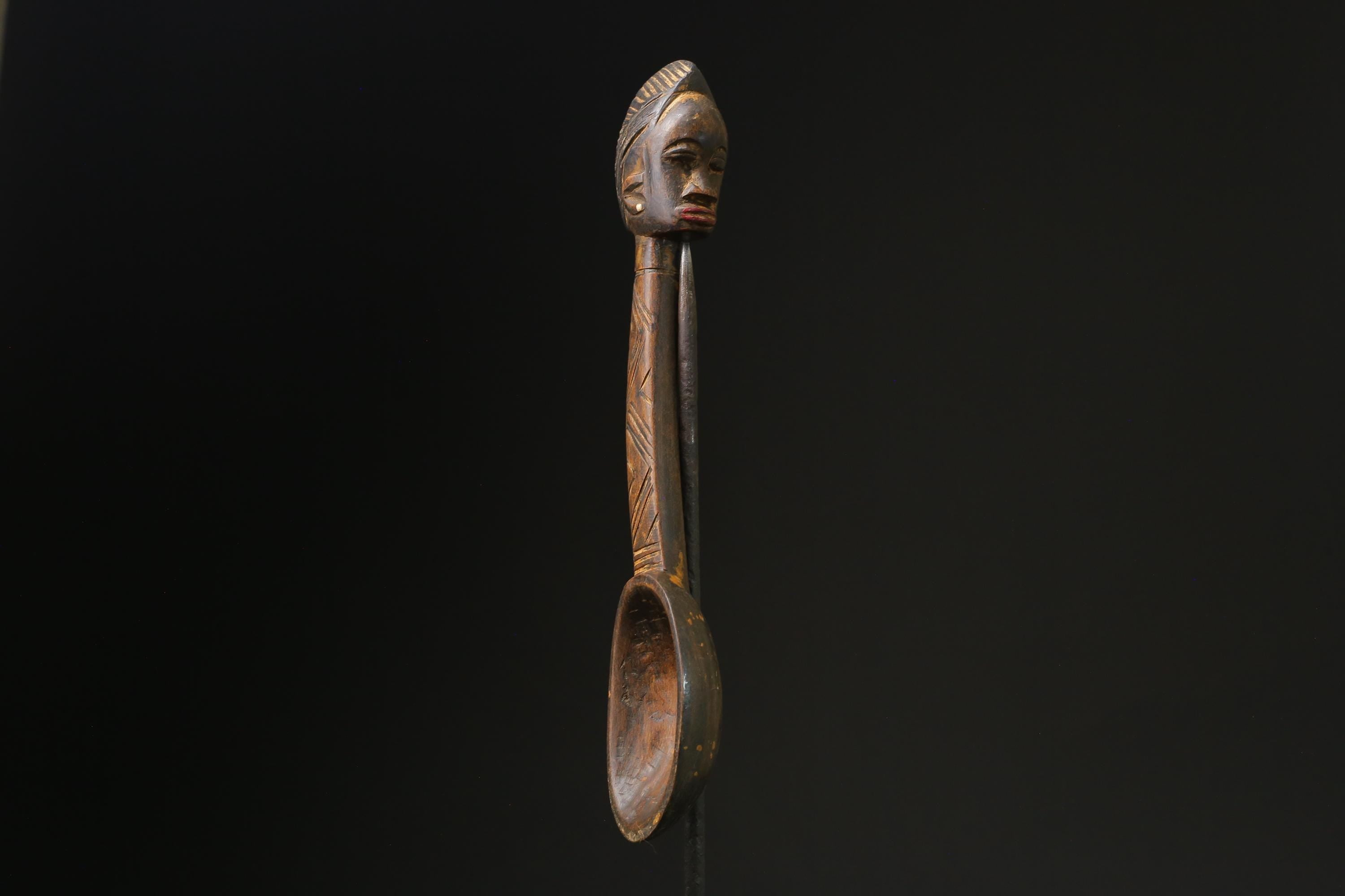 African Wooden figurine tribal Dan Wakemia Spoon Trophy wall mask -G2370