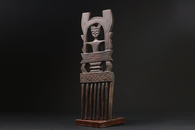 african statue wooden figure West African Comb Wooden African Swahili Carved -G2372