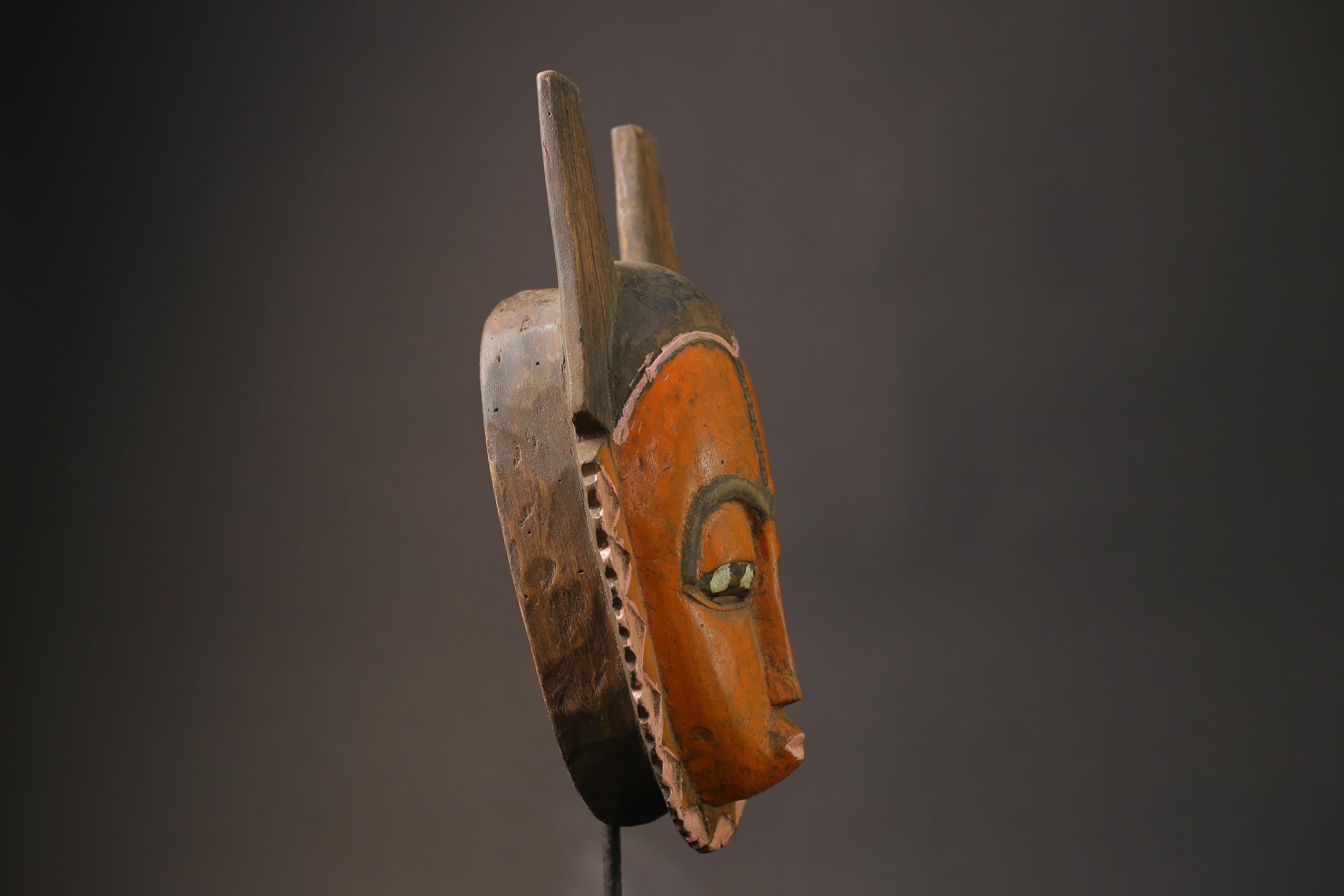 African Mask Antiques Tribal Art Face Vintage Wood Carved Vintage Dec Baule Masks for wall-5873