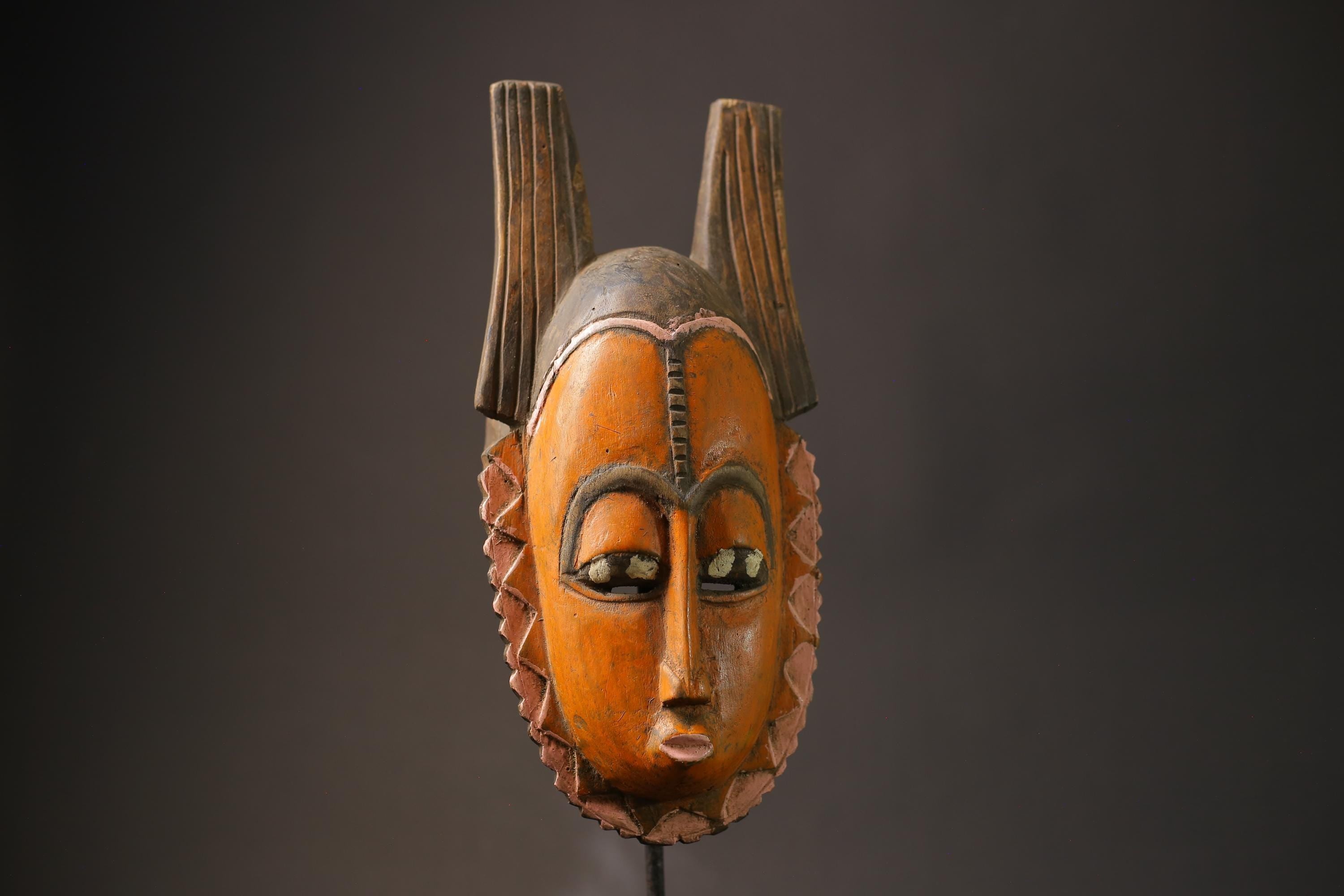 African Mask Antiques Tribal Art Face Vintage Wood Carved Vintage Dec Baule Masks for wall-5873