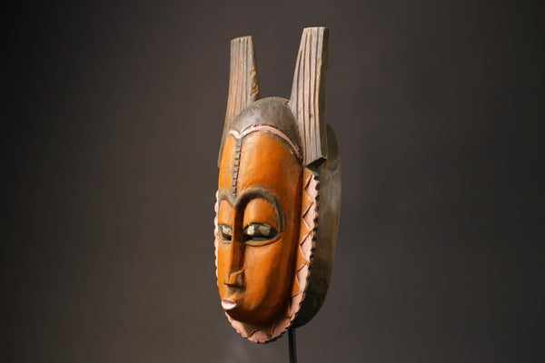 African Mask Antiques Tribal Art Face Vintage Wood Carved Vintage Dec Baule Masks for wall-5873