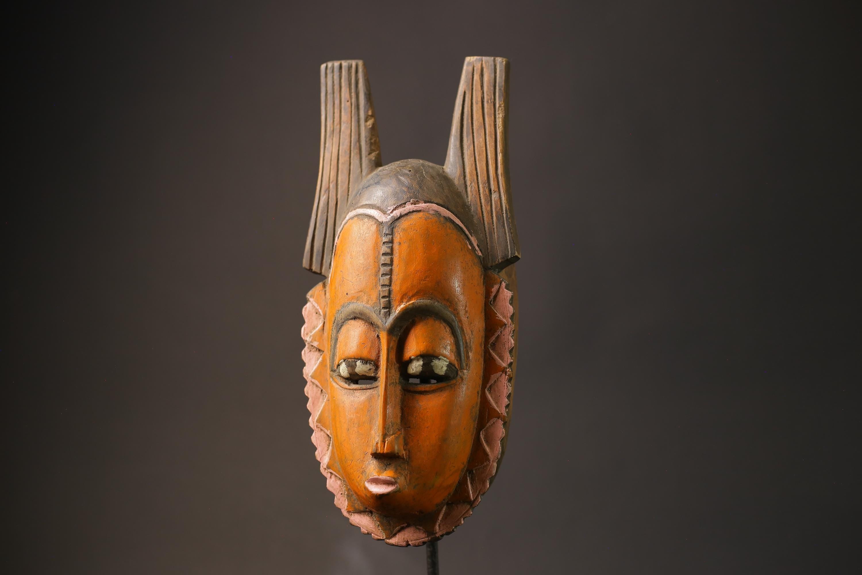 African Mask Antiques Tribal Art Face Vintage Wood Carved Vintage Dec Baule Masks for wall-5873