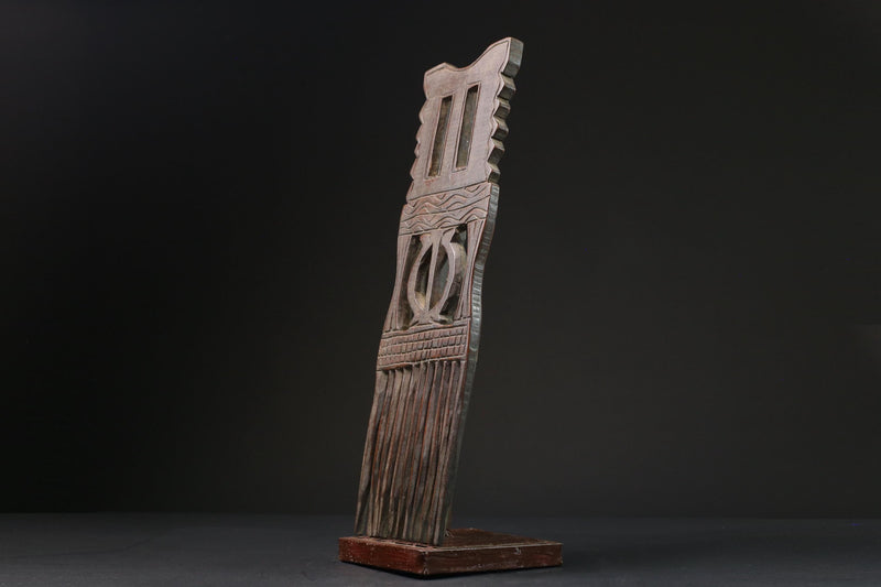 African Tribal Art Wooden Carved African Comb Antique Hair Pick Benin Male-G2384