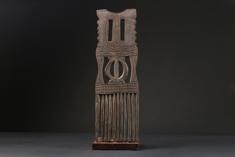 African Tribal Art Wooden Carved African Comb Antique Hair Pick Benin Male-G2384