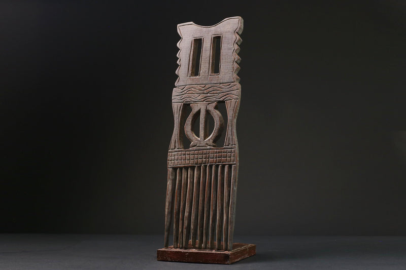 African Tribal Art Wooden Carved African Comb Antique Hair Pick Benin Male-G2384