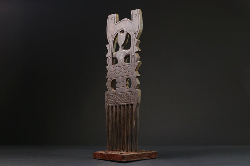 African Heritage Collection Ashanti Family Wooden Comb Hand carved statue -G2388