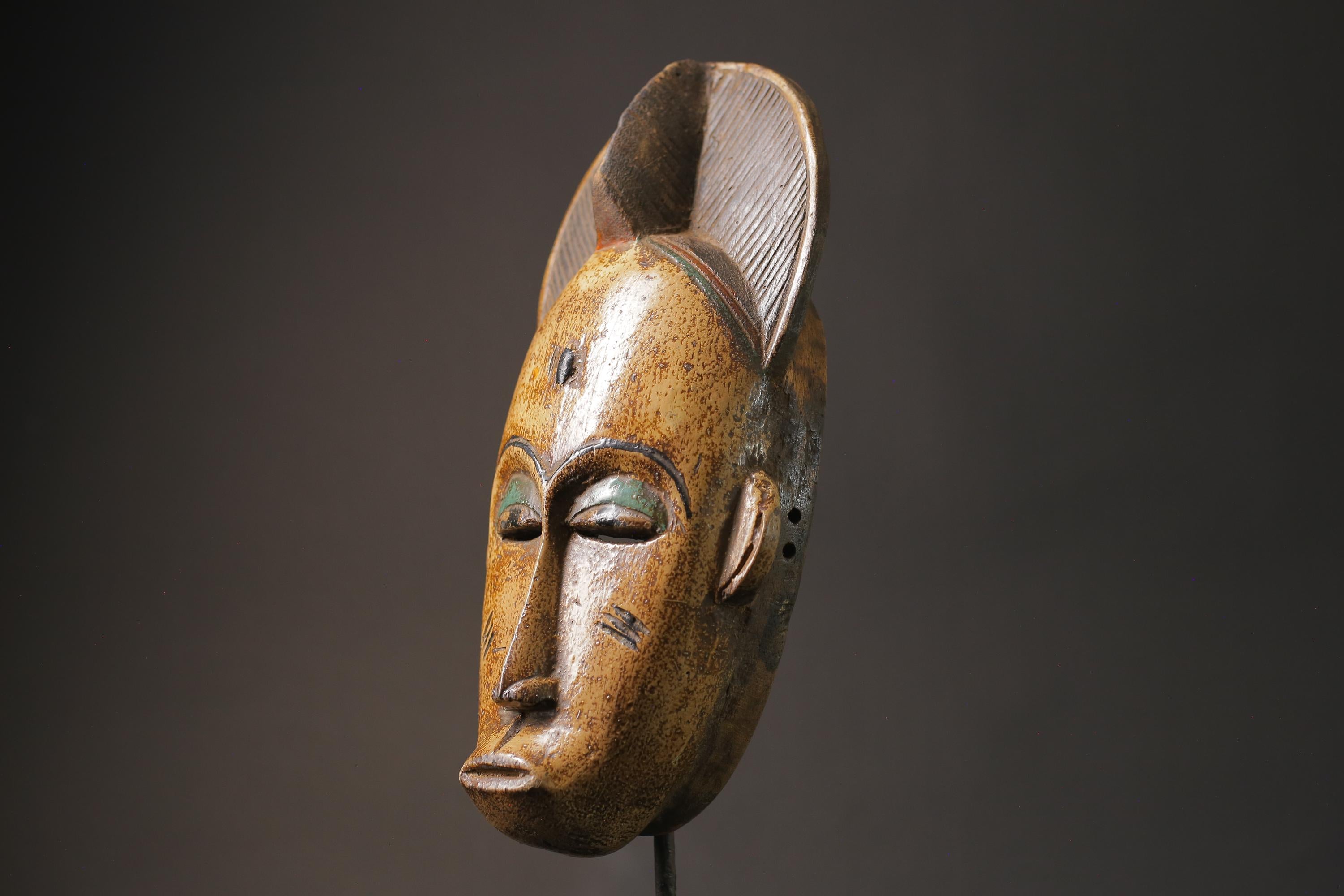 African Mask Antiques Tribal Art Face Vintage Wood Carved Vintage Guro Masks for wall -8776