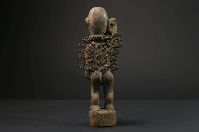 African Vintage Hand African Nkisi-nkondi Power Figure Nail Fetish Congo Home Décor statue-8520