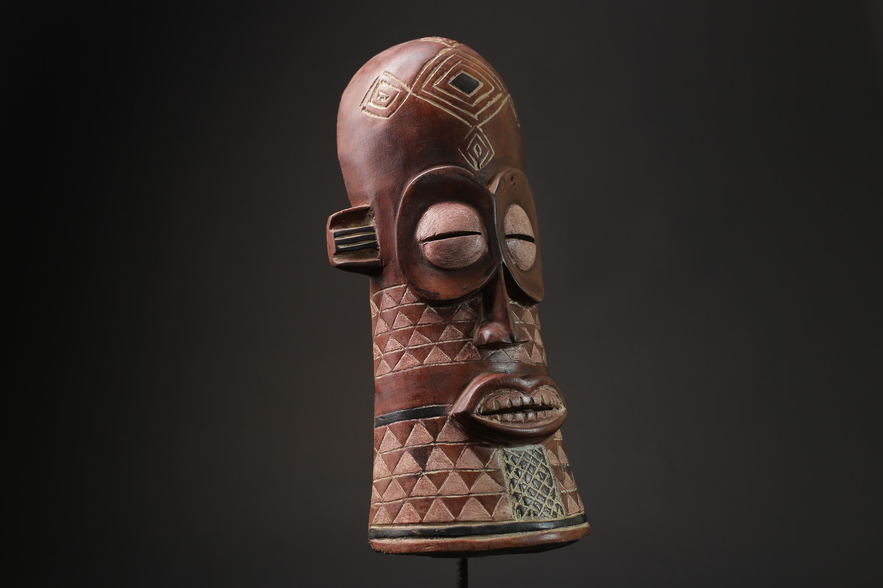 African Mask Antiques Tribal Face Vintage Wood Carved Yaure Guro Mask masks for wall-G2413