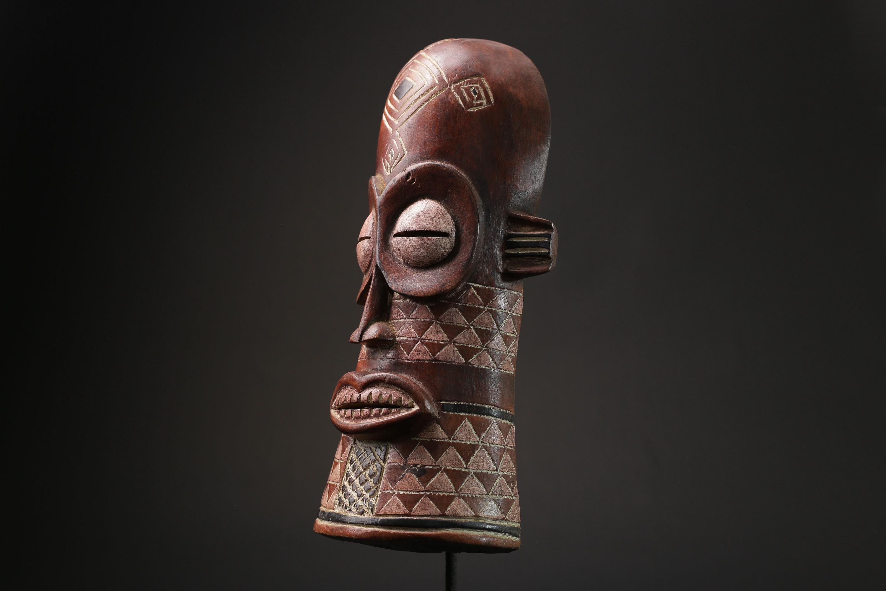 African Mask Antiques Tribal Face Vintage Wood Carved Yaure Guro Mask masks for wall-G2413