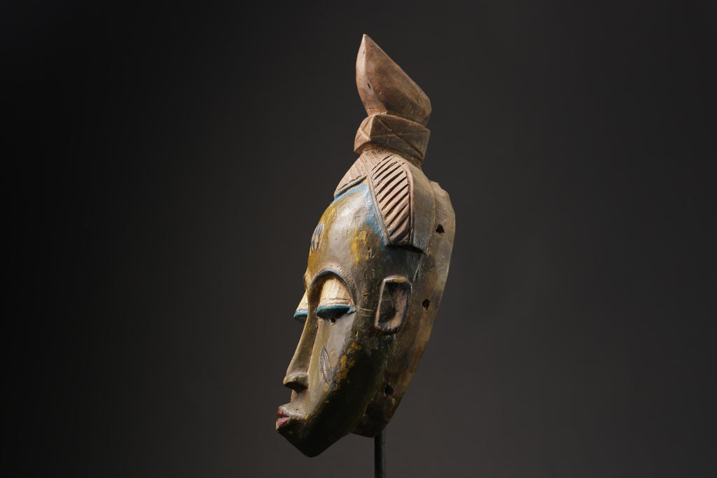 African Tribal Face Mask Wood Hand Carved Wall Hanging Guro Mask Baule masks for wall-G2420