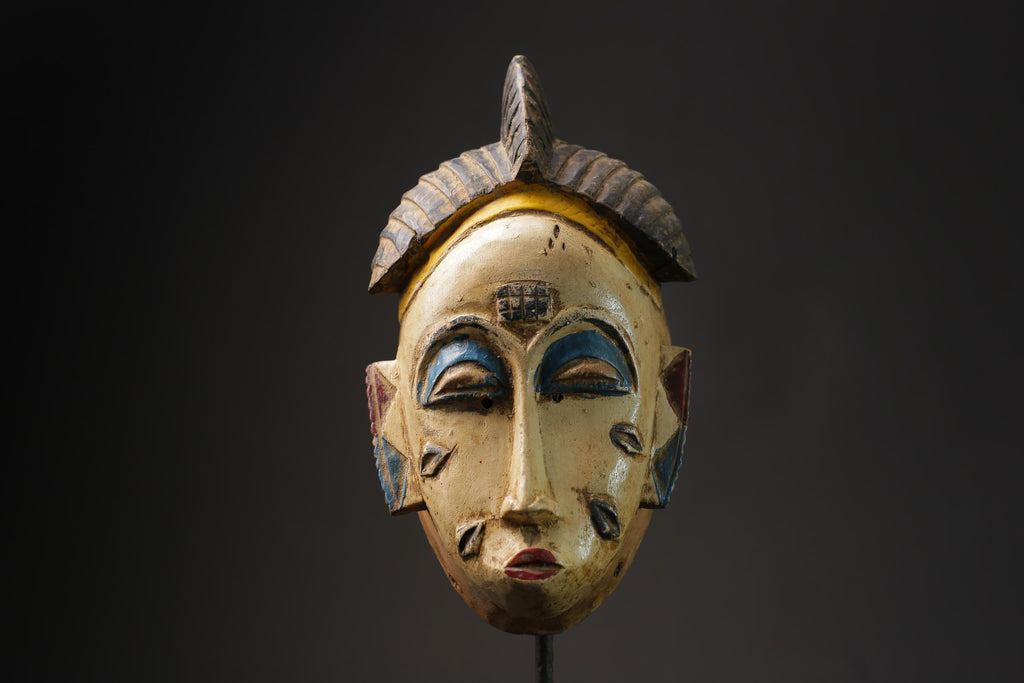 African Tribal Face Mask Wood Hand Carved Wall Hanging Guro Mask Baule masks for wall-G2422
