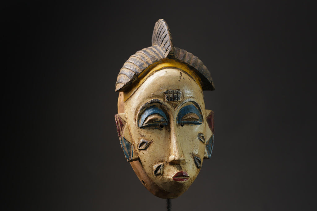 African Tribal Face Mask Wood Hand Carved Wall Hanging Guro Mask Baule masks for wall-G2422