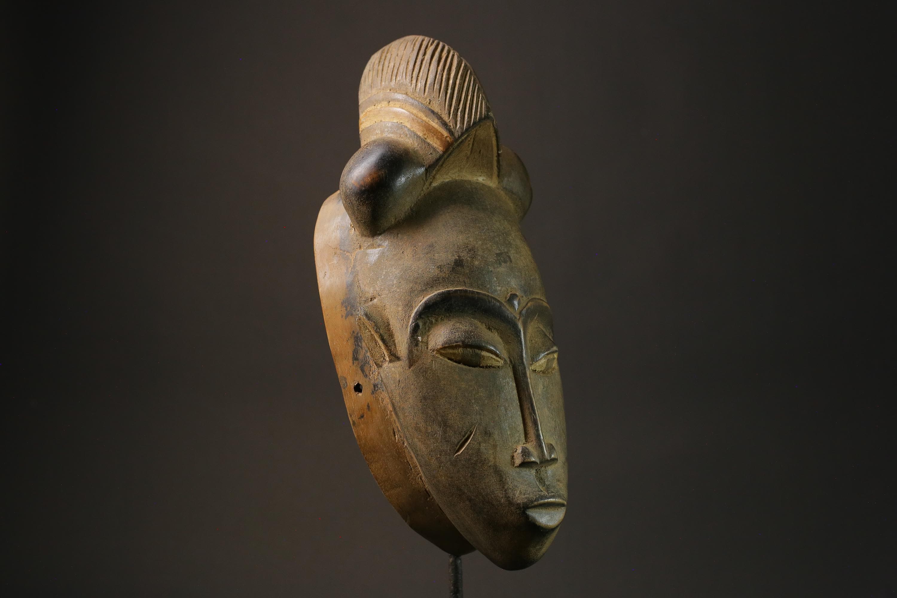 African wood mask antiques made of carved wood Vintage Yohoure Masks for wall-7313