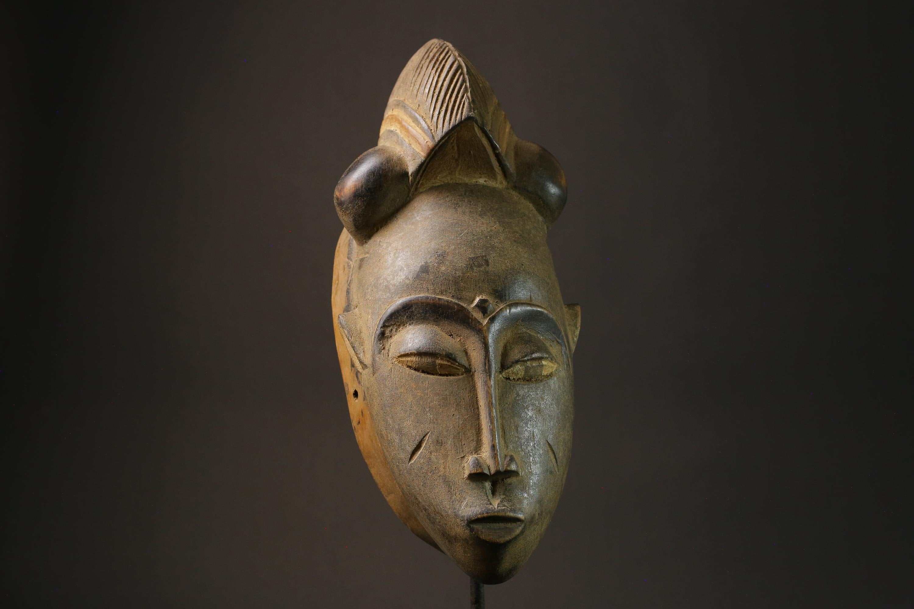 African wood mask antiques made of carved wood Vintage Yohoure Masks for wall-7313