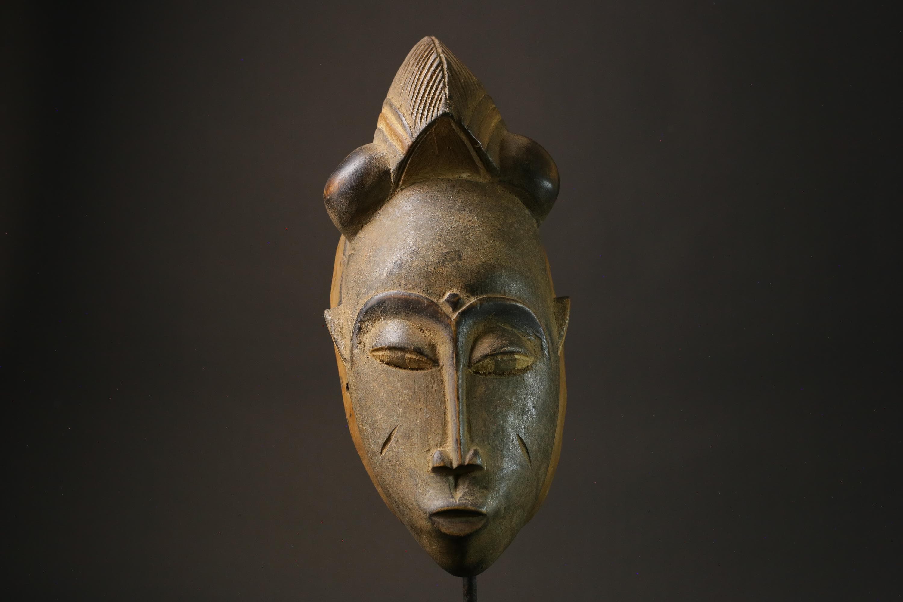 African wood mask antiques made of carved wood Vintage Yohoure Masks for wall-7313